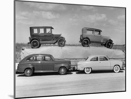 New Ford Cars Arranged to Make Advertising Pictures-William Sumits-Mounted Photographic Print