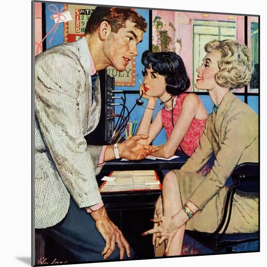 New Girl  - Saturday Evening Post "Men at the Top", August 8, 1959 pg.21-Bernard D'Andrea-Mounted Giclee Print