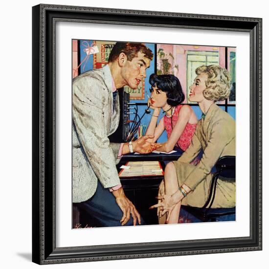 New Girl  - Saturday Evening Post "Men at the Top", August 8, 1959 pg.21-Bernard D'Andrea-Framed Giclee Print