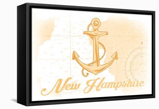 New Hampshire - Anchor - Yellow - Coastal Icon-Lantern Press-Framed Stretched Canvas