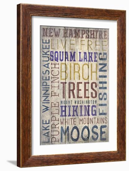 New Hampshire - Barnwood Typography-Lantern Press-Framed Art Print