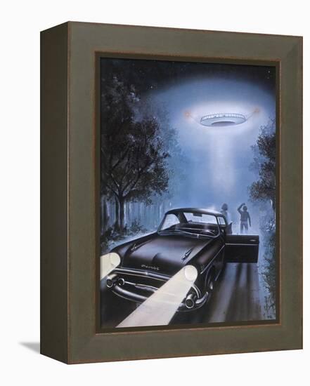 New Hampshire, Betty and Barney Hill Driving at Night See a UFO-Terry Hadler-Framed Premier Image Canvas