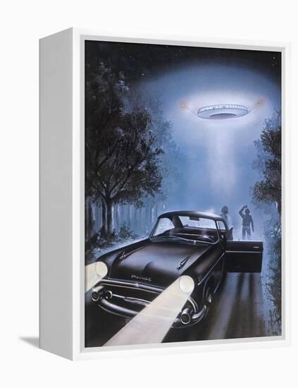 New Hampshire, Betty and Barney Hill Driving at Night See a UFO-Terry Hadler-Framed Premier Image Canvas