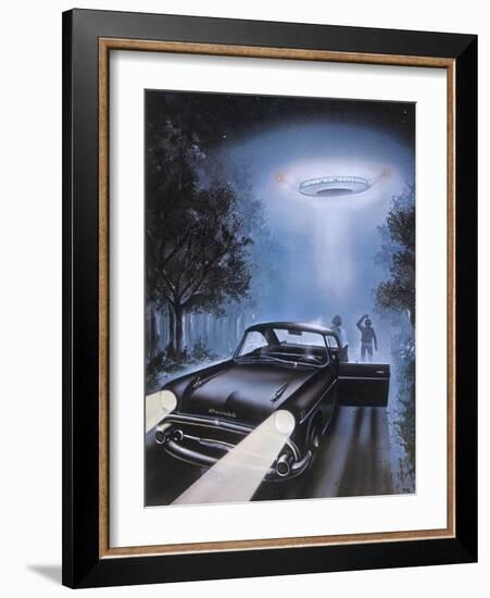 New Hampshire, Betty and Barney Hill Driving at Night See a UFO-Terry Hadler-Framed Photographic Print