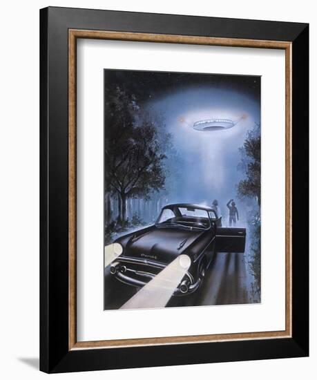 New Hampshire, Betty and Barney Hill Driving at Night See a UFO-Terry Hadler-Framed Photographic Print