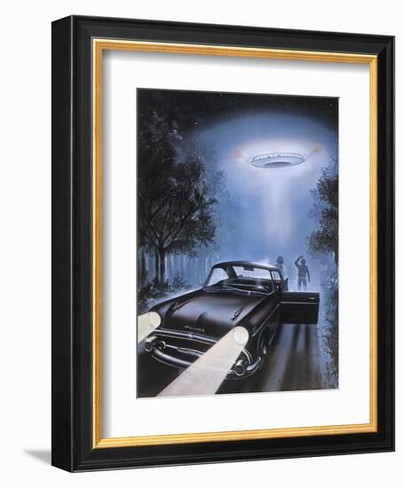 New Hampshire, Betty and Barney Hill Driving at Night See a UFO-Terry Hadler-Framed Photographic Print