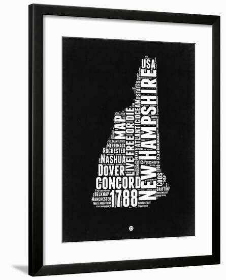 New Hampshire Black and White Map-NaxArt-Framed Art Print