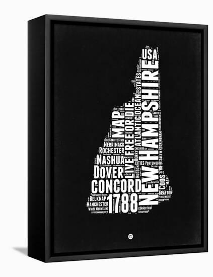 New Hampshire Black and White Map-NaxArt-Framed Stretched Canvas