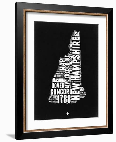 New Hampshire Black and White Map-NaxArt-Framed Art Print