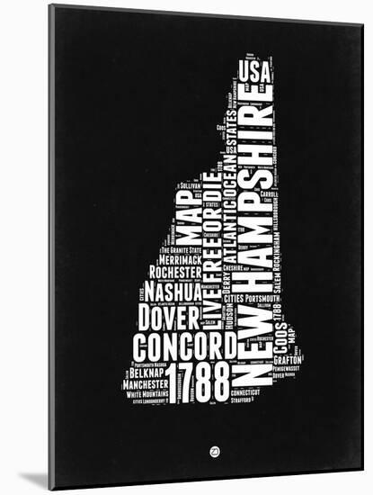 New Hampshire Black and White Map-NaxArt-Mounted Art Print