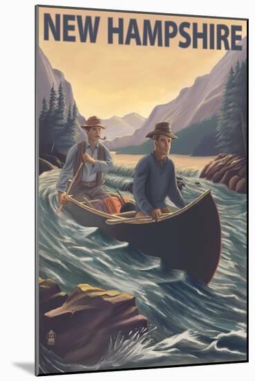 New Hampshire - Canoe on Rapids-Lantern Press-Mounted Art Print