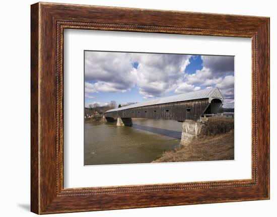 New Hampshire, Cornish Windsor Covered Bridge over Connecticut River-Walter Bibikow-Framed Photographic Print