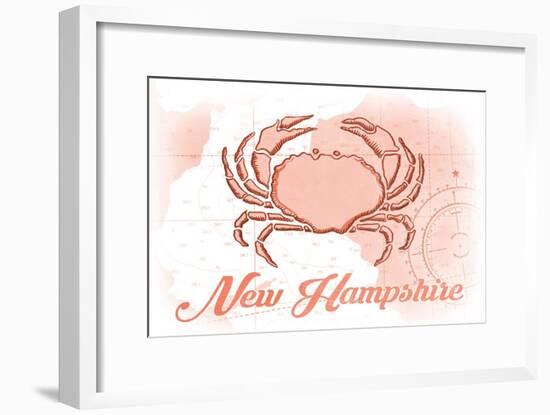 New Hampshire - Crab - Coral - Coastal Icon-Lantern Press-Framed Art Print