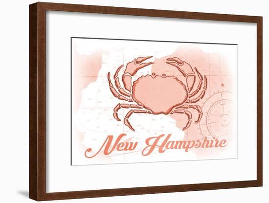 New Hampshire - Crab - Coral - Coastal Icon-Lantern Press-Framed Art Print