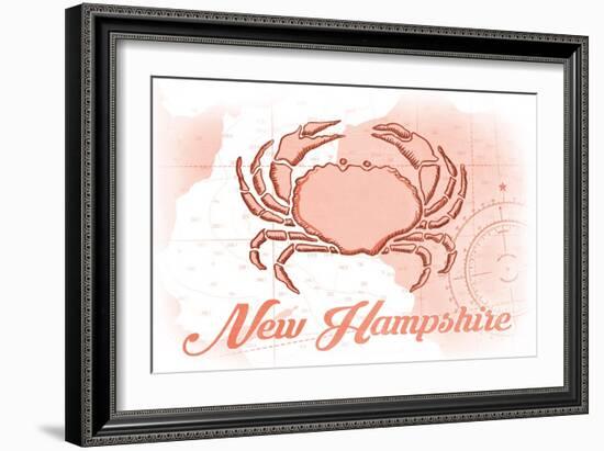 New Hampshire - Crab - Coral - Coastal Icon-Lantern Press-Framed Art Print