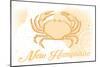 New Hampshire - Crab - Yellow - Coastal Icon-Lantern Press-Mounted Art Print