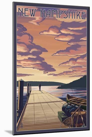 New Hampshire - Dock Scene and Lake-Lantern Press-Mounted Art Print