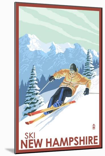 New Hampshire - Downhill Skier-Lantern Press-Mounted Art Print