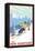 New Hampshire - Downhill Skier-Lantern Press-Framed Stretched Canvas