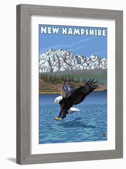 New Hampshire - Eagle Fishing-Lantern Press-Framed Art Print