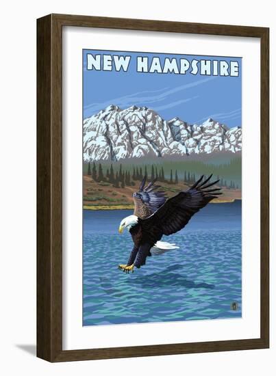 New Hampshire - Eagle Fishing-Lantern Press-Framed Art Print