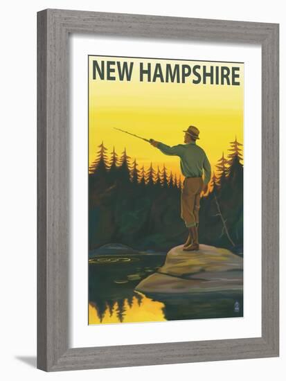 New Hampshire - Fisherman-Lantern Press-Framed Art Print