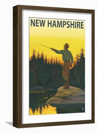 New Hampshire - Fisherman-Lantern Press-Framed Art Print