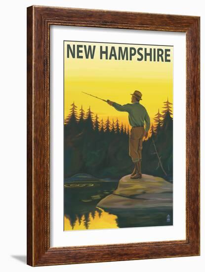 New Hampshire - Fisherman-Lantern Press-Framed Art Print