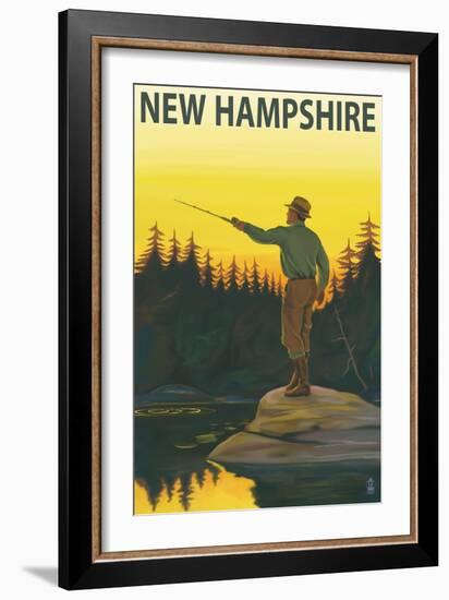New Hampshire - Fisherman-Lantern Press-Framed Art Print