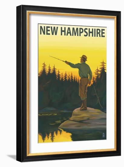 New Hampshire - Fisherman-Lantern Press-Framed Art Print