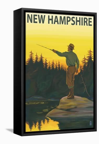 New Hampshire - Fisherman-Lantern Press-Framed Stretched Canvas