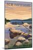 New Hampshire - Lake Sunrise Scene-Lantern Press-Mounted Art Print