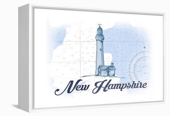 New Hampshire - Lighthouse - Blue - Coastal Icon-Lantern Press-Framed Stretched Canvas