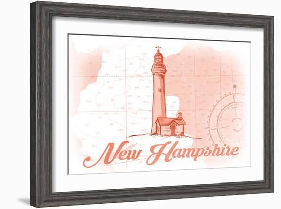 New Hampshire - Lighthouse - Coral - Coastal Icon-Lantern Press-Framed Art Print