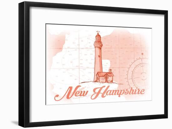 New Hampshire - Lighthouse - Coral - Coastal Icon-Lantern Press-Framed Art Print