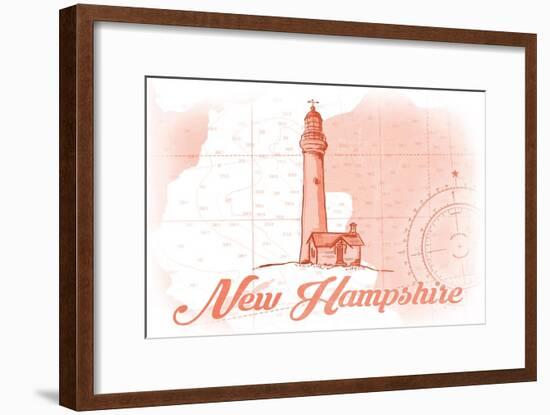 New Hampshire - Lighthouse - Coral - Coastal Icon-Lantern Press-Framed Art Print