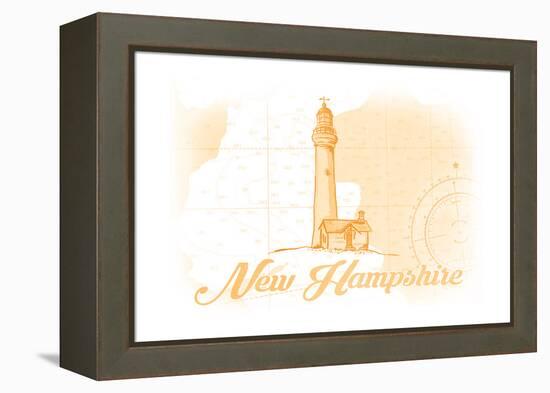 New Hampshire - Lighthouse - Yellow - Coastal Icon-Lantern Press-Framed Stretched Canvas