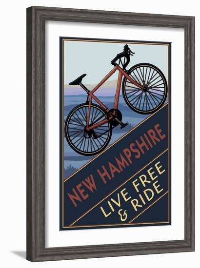 New Hampshire - Live Free and Ride - Mountain Bike-Lantern Press-Framed Art Print