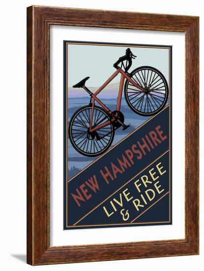 New Hampshire - Live Free and Ride - Mountain Bike-Lantern Press-Framed Art Print