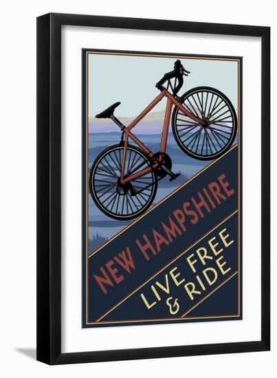 New Hampshire - Live Free and Ride - Mountain Bike-Lantern Press-Framed Art Print