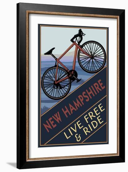 New Hampshire - Live Free and Ride - Mountain Bike-Lantern Press-Framed Art Print