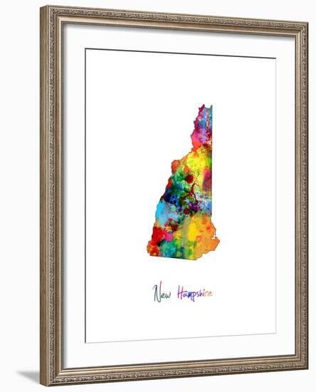 New Hampshire Map-Michael Tompsett-Framed Art Print