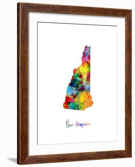 New Hampshire Map-Michael Tompsett-Framed Art Print