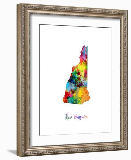 New Hampshire Map-Michael Tompsett-Framed Art Print