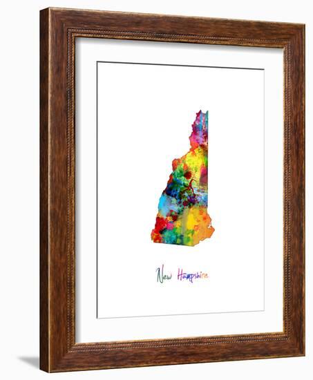 New Hampshire Map-Michael Tompsett-Framed Art Print