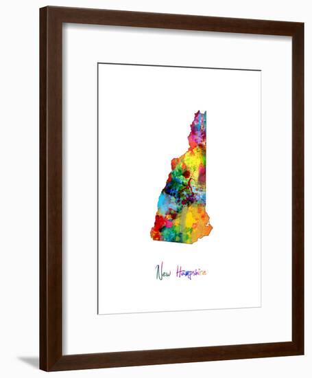 New Hampshire Map-Michael Tompsett-Framed Art Print