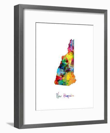 New Hampshire Map-Michael Tompsett-Framed Art Print