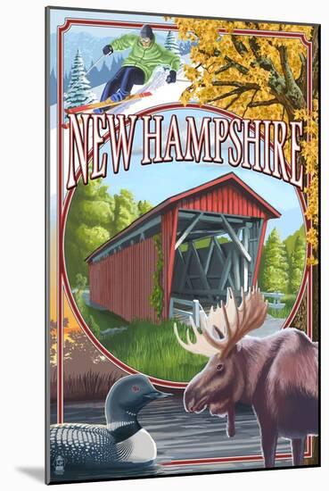 New Hampshire - Montage Scenes-Lantern Press-Mounted Art Print