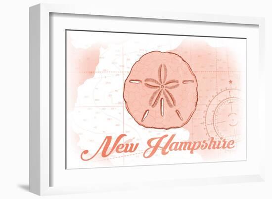 New Hampshire - Sand Dollar - Coral - Coastal Icon-Lantern Press-Framed Art Print