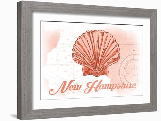 New Hampshire - Scallop Shell - Coral - Coastal Icon-Lantern Press-Framed Art Print